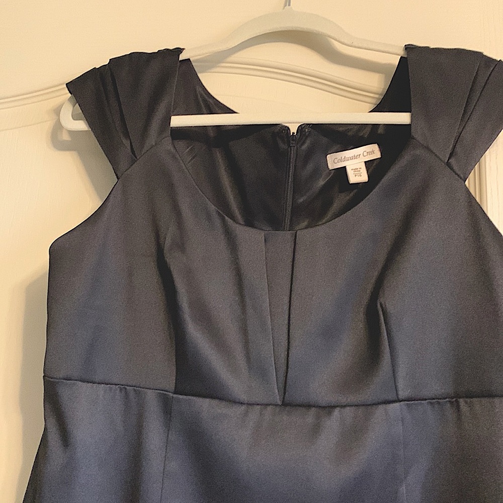 Coldwater creek 16 petite black satin lined dress, empire waist